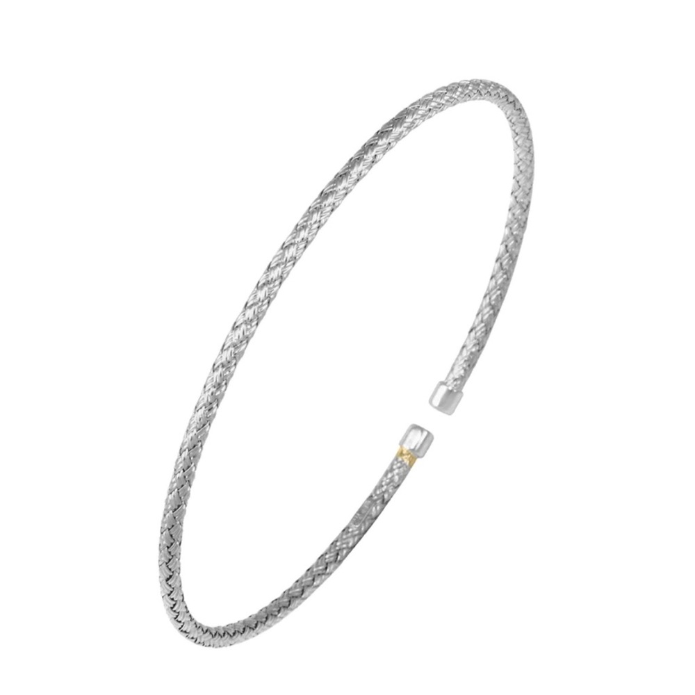 Sterling silver, mesh design cuff bracelet- Charles Garnier